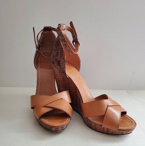 TORY BURCH Livia Snakeskin Wedge Sandal Size 8.5 M